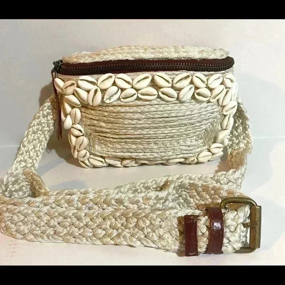 Anthropologie white crochet crossbody handbag